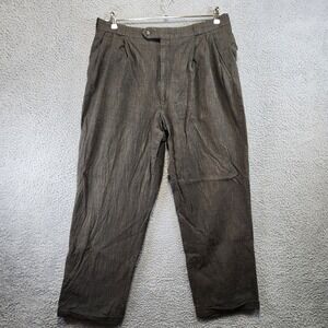 Keaton Chase Grid Cuffed Trouser Pants Men's (Fits 36x29) Retro Business Casual